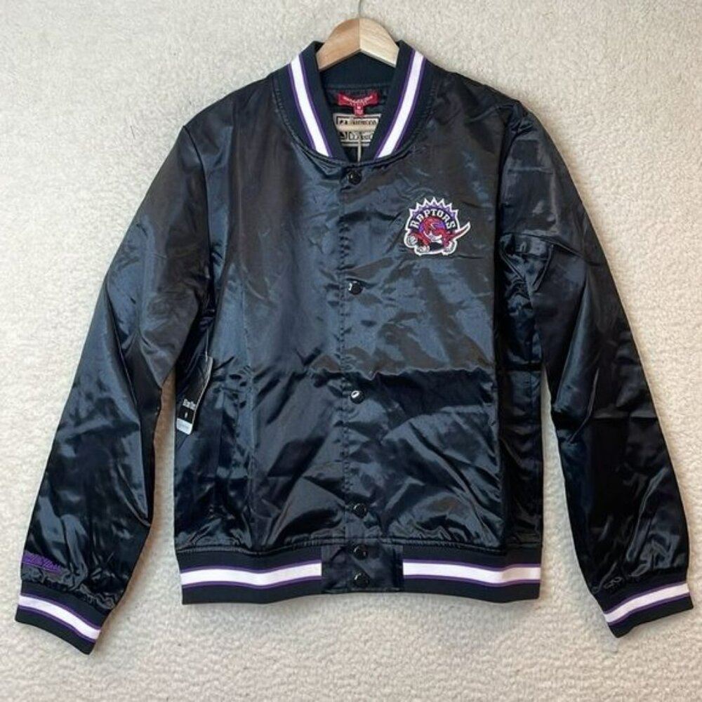 NWT Mitchell & Ness Womens Black Lightweight Satin Toronto Raptors SIZE MEDIUM